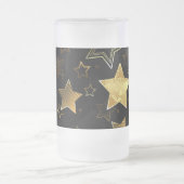Naadloos patroon met gouden sterren matglas bierpul (Center)