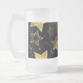 Naadloos patroon met gouden sterren matglas bierpul (Links)