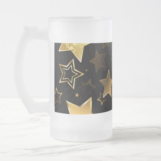 Naadloos patroon met gouden sterren matglas bierpul (Links)