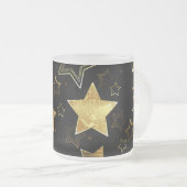 Naadloos patroon met gouden sterren matglas koffiemok (Voorkant rechts)