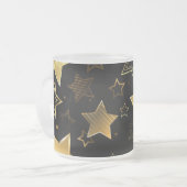 Naadloos patroon met gouden sterren matglas koffiemok (Voorkant links)