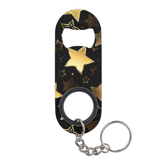 Naadloos patroon met gouden sterren mini flessenopener (Achterkant)