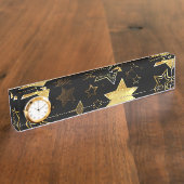 Naadloos patroon met gouden sterren naambordje (Zijkant)