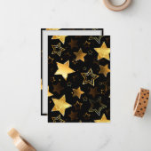 Naadloos patroon met gouden sterren notitiekaartje (Voorkant / Achterkant in situ)
