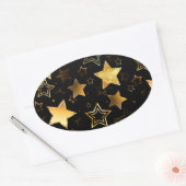 Naadloos patroon met gouden sterren ovale sticker (Envelop)