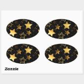 Naadloos patroon met gouden sterren ovale sticker (Vel)