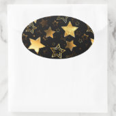 Naadloos patroon met gouden sterren ovale sticker (Tas)