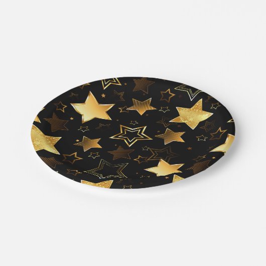 Naadloos patroon met gouden sterren papieren bordje (Gekanteld)
