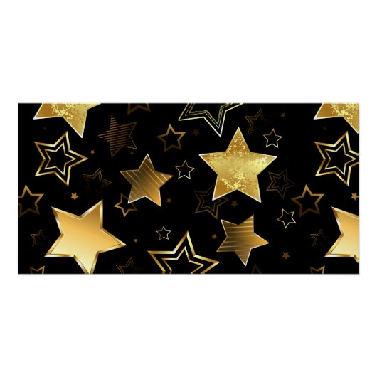 Naadloos patroon met gouden sterren perfect poster (Voorkant)