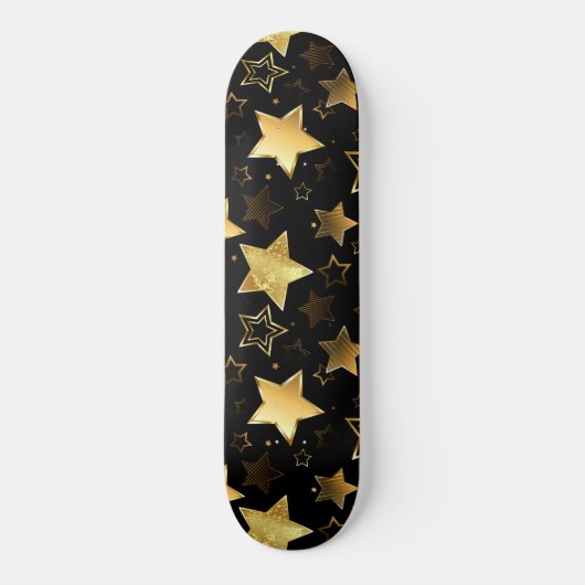 Naadloos patroon met gouden sterren persoonlijk skateboard (Voorkant)