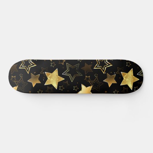Naadloos patroon met gouden sterren persoonlijk skateboard (Horizontaal)