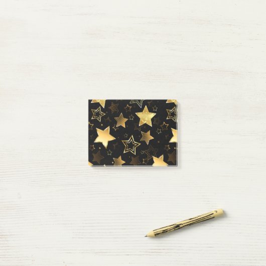 Naadloos patroon met gouden sterren post-it® notes (Op bureau)