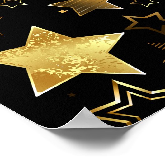Naadloos patroon met gouden sterren poster (Hoek)