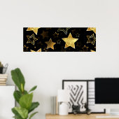Naadloos patroon met gouden sterren poster (Thuiskantoor)
