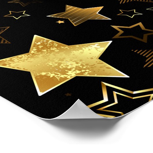 Naadloos patroon met gouden sterren poster (Hoek)