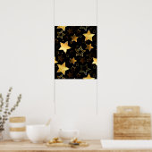 Naadloos patroon met gouden sterren poster (Keuken)