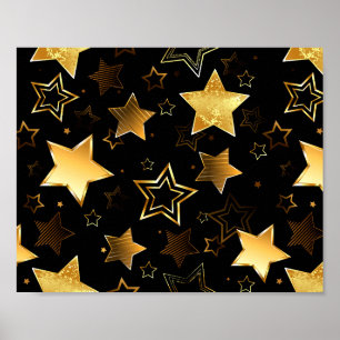 Naadloos patroon met gouden sterren poster