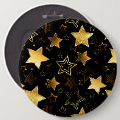 Naadloos patroon met gouden sterren ronde button 6,0 cm (Voorkant /achterkant)