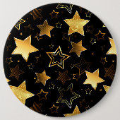 Naadloos patroon met gouden sterren ronde button 6,0 cm (Voorkant)