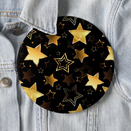 Naadloos patroon met gouden sterren ronde button 6,0 cm (In situ)