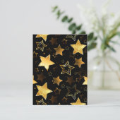 Naadloos patroon met gouden sterren RSVP kaartje (Staand voorkant)