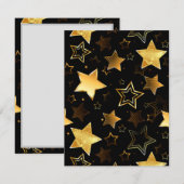 Naadloos patroon met gouden sterren RSVP kaartje (Voorkant / Achterkant)
