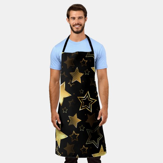 Naadloos patroon met gouden sterren schort (Gedragen)