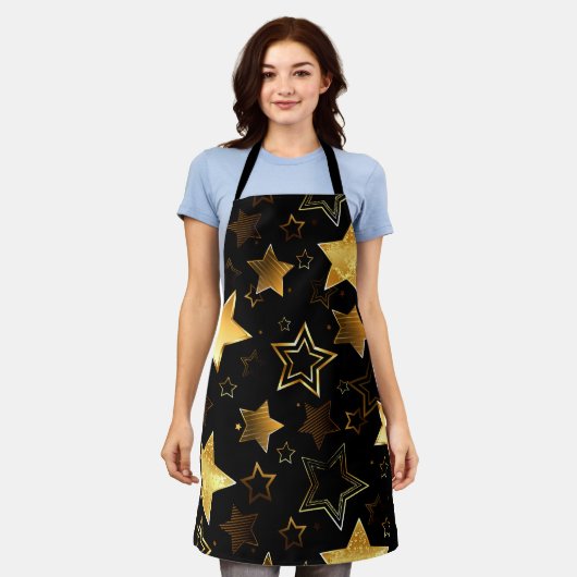Naadloos patroon met gouden sterren schort (Gedragen)