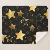 Naadloos patroon met gouden sterren sherpa deken (Voorkant (horizontaal))