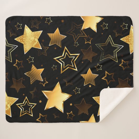 Naadloos patroon met gouden sterren sherpa deken (Voorkant (horizontaal))