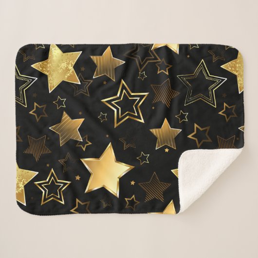 Naadloos patroon met gouden sterren sherpa deken (Voorkant (horizontaal))