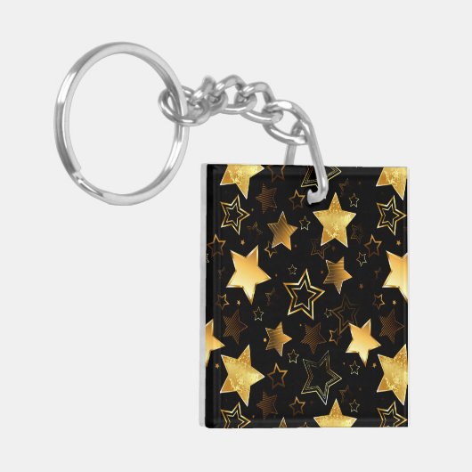 Naadloos patroon met gouden sterren sleutelhanger (Voorkant Links)