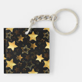 Naadloos patroon met gouden sterren sleutelhanger (Achterkant)