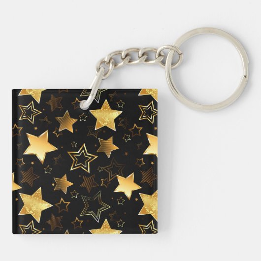 Naadloos patroon met gouden sterren sleutelhanger (Achterkant)