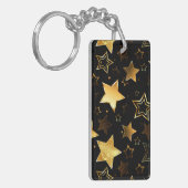 Naadloos patroon met gouden sterren sleutelhanger (Voorkant Links)