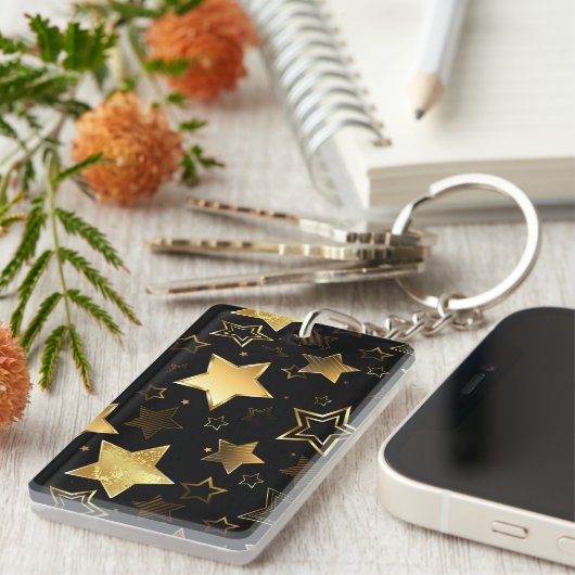 Naadloos patroon met gouden sterren sleutelhanger (Voorkant Rechts)