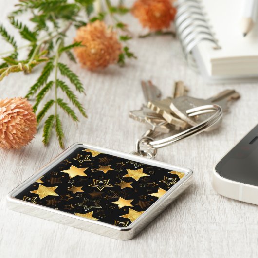 Naadloos patroon met gouden sterren sleutelhanger (Zijkant)