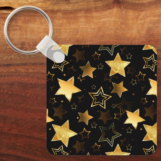 Naadloos patroon met gouden sterren sleutelhanger (Voorkant)