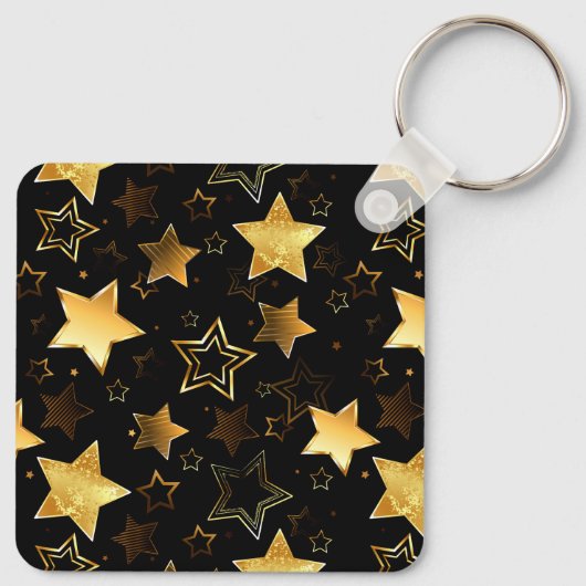 Naadloos patroon met gouden sterren sleutelhanger (Achterkant)