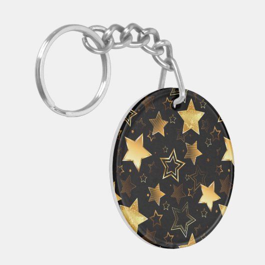 Naadloos patroon met gouden sterren sleutelhanger (Voorkant Links)
