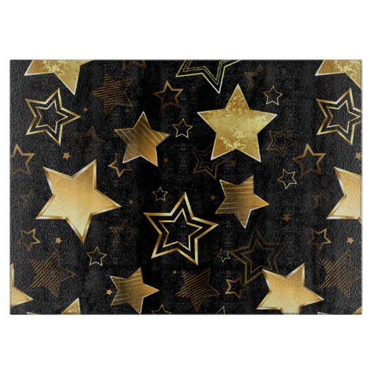 Naadloos patroon met gouden sterren snijplank (Voorkant)