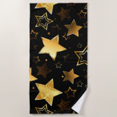 Naadloos patroon met gouden sterren strandlaken (Voorkant)