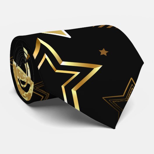 Naadloos patroon met gouden sterren stropdas (Opgerold)