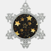 Naadloos patroon met gouden sterren tin sneeuwvlok ornament (Voorkant)