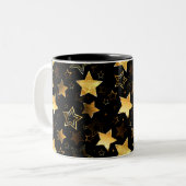 Naadloos patroon met gouden sterren tweekleurige koffiemok (Voorkant links)