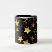 Naadloos patroon met gouden sterren tweekleurige koffiemok (Center)