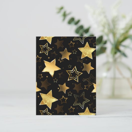 Naadloos patroon met gouden sterren uitnodiging briefkaart (Staand voorkant)