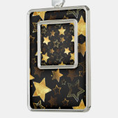 Naadloos patroon met gouden sterren verzilverd omlijst ornament (Links)