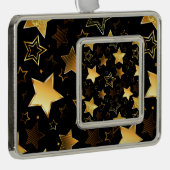 Naadloos patroon met gouden sterren verzilverd omlijst ornament (Rechts)