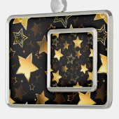 Naadloos patroon met gouden sterren verzilverd omlijst ornament (Links)